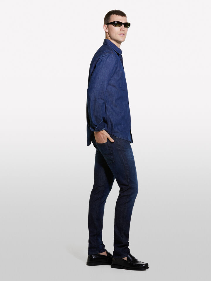Dark blue regular fit denim shirt - men's regular fit shirts - Dark Blue | Sisley image number 2